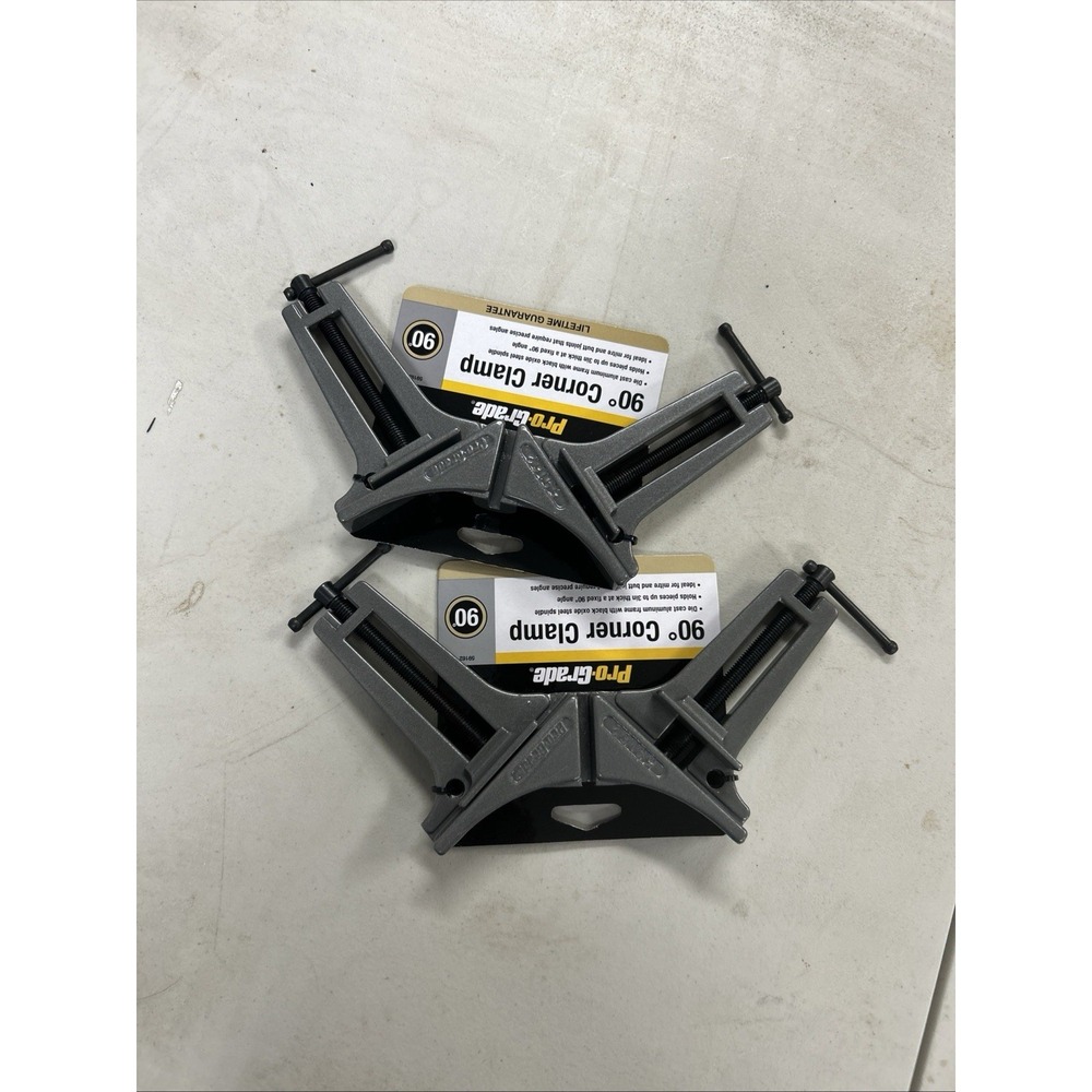 2 Pro-Grade 90° corner clamps feature die-cast aluminum frame